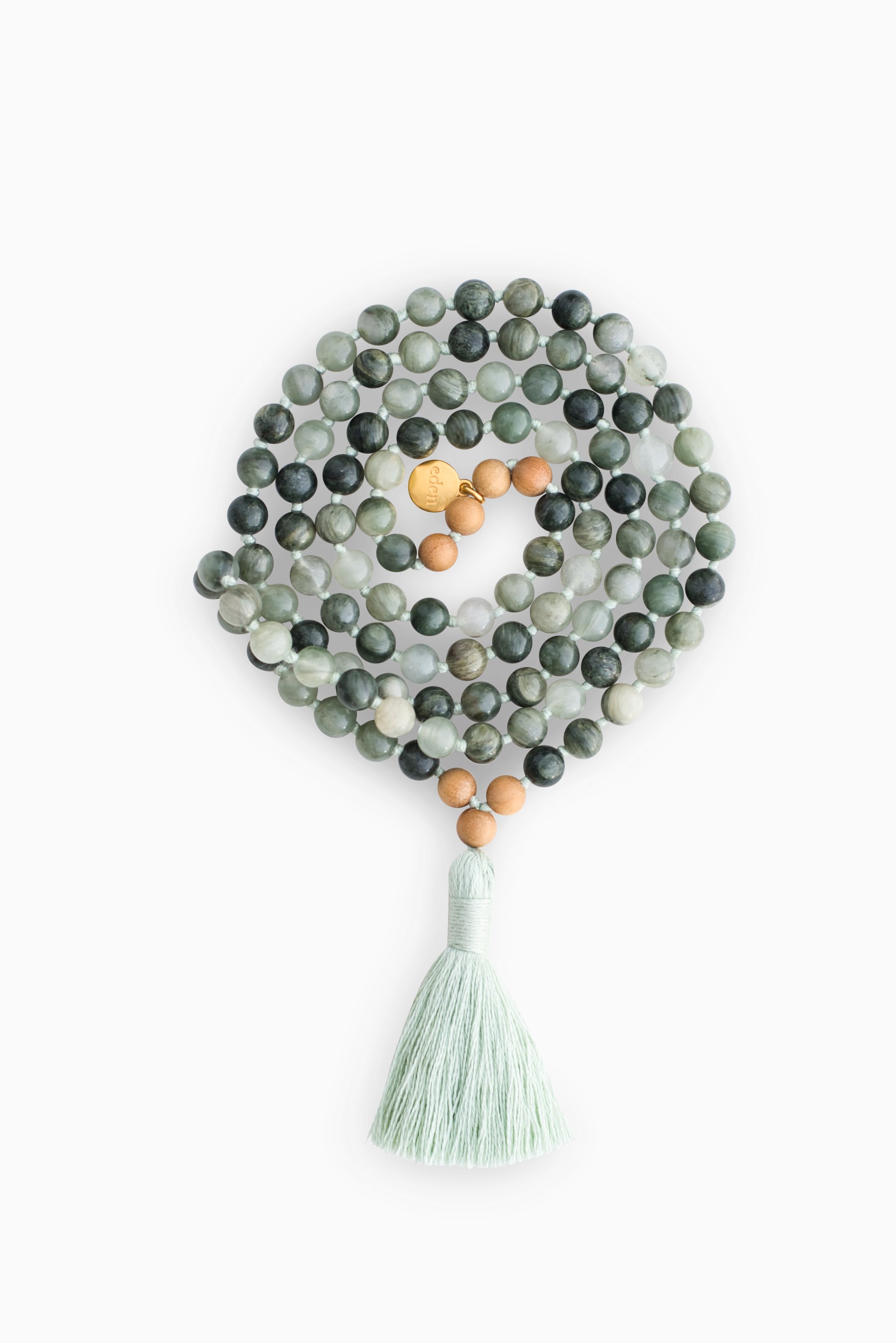 Mala Kette Authentic Self Grün - Jaspis Sandelholz 108 Perlen