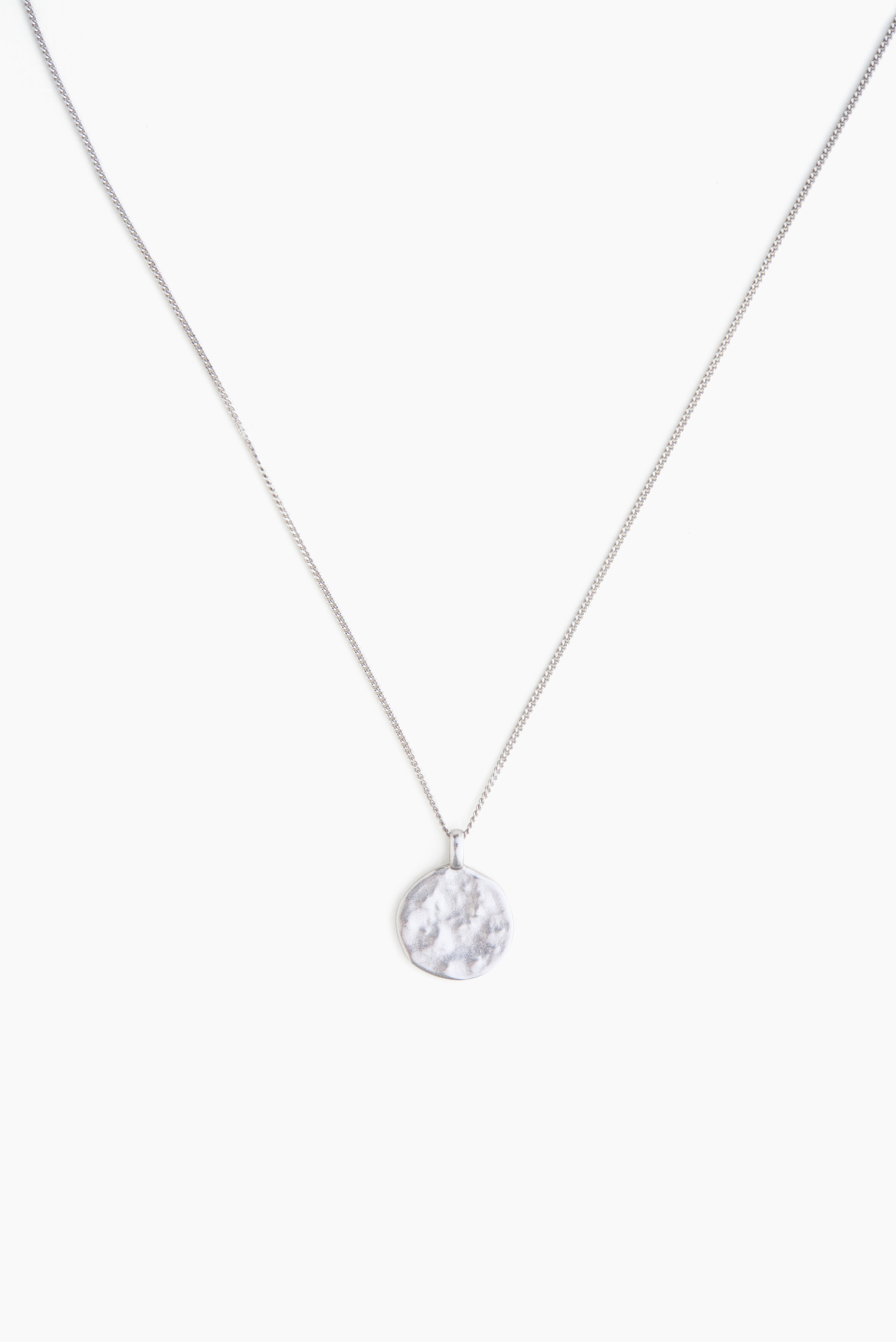 Halskette Silber Gehämmert Dogtag Mond Simpel Minimalismus Schmuck